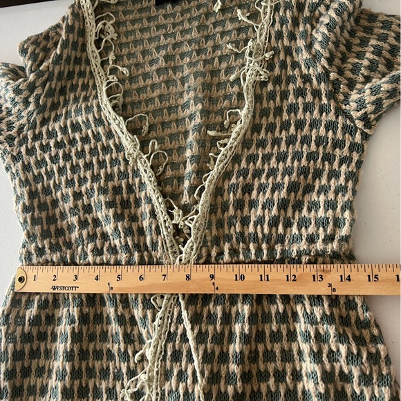 Ryu Anthropology Open Front Cardigan Boho Lace Crochet Duster Festival Sz M - Picture 13 of 16